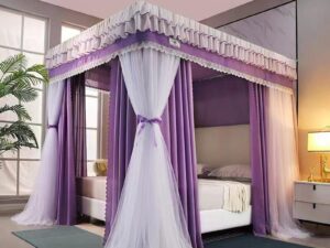 Quality Heavy Duty 4 stand Decorative Mosquito Net/Bed Curtain